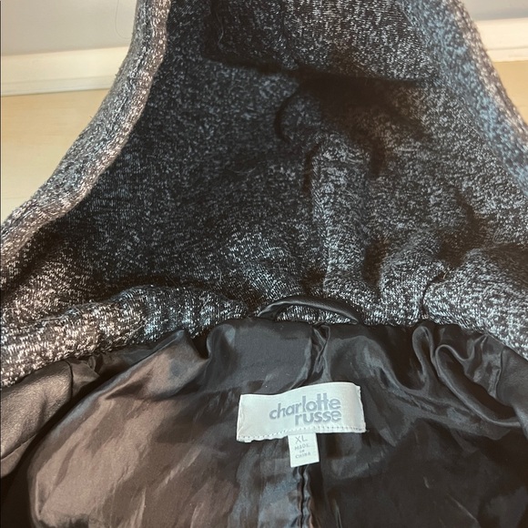 Black Faux Leather Motto Style Jacket with Hood side zip  Sz XL - Picture 7 of 8